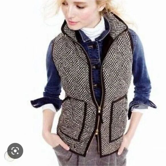 J. Crew Herringbone Excursion Quilted Full Zip Puffer Vest - Picture 4 of 15